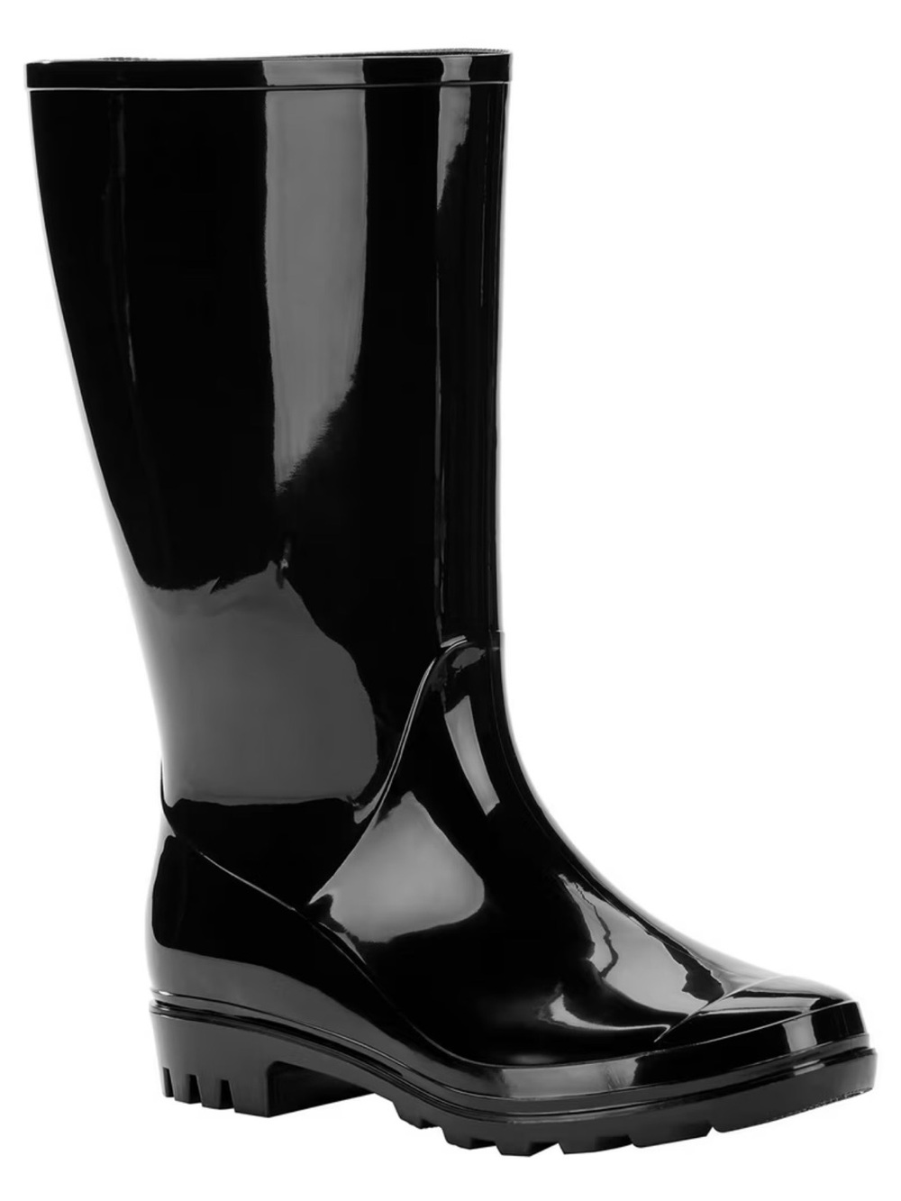 Time and Tru Glossy Black Women's Rain Boots